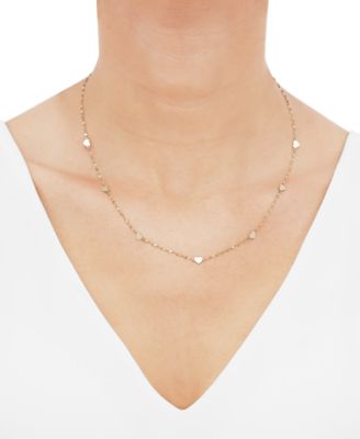 Heart Station 18 Collar Necklace in 14k Gold