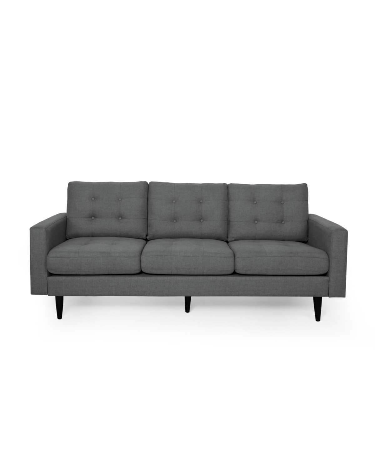 Noble House Adderbury Contemporary Tufted 3 Seater Sofa In Dark Gray