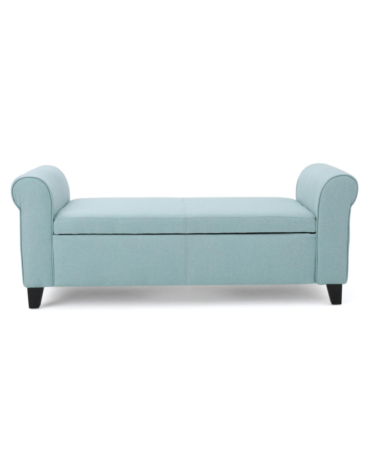 Noble House Hayes Contemporary Upholstered Storage Ottoman Bench With Rolled Arms In Light Blue