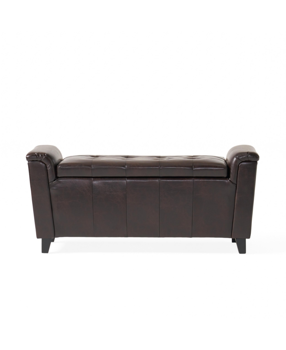 Noble House Alden Armed Storage Bench In Brown