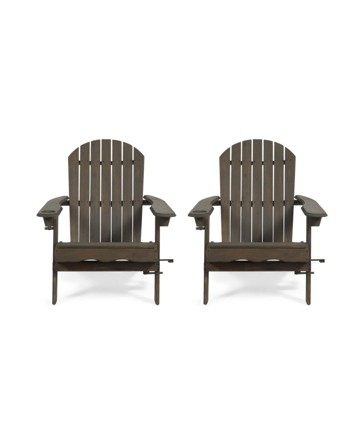 Noble House Bellwood Outdoor Folding Adirondack Chairs Set, 2 Piece In Gray