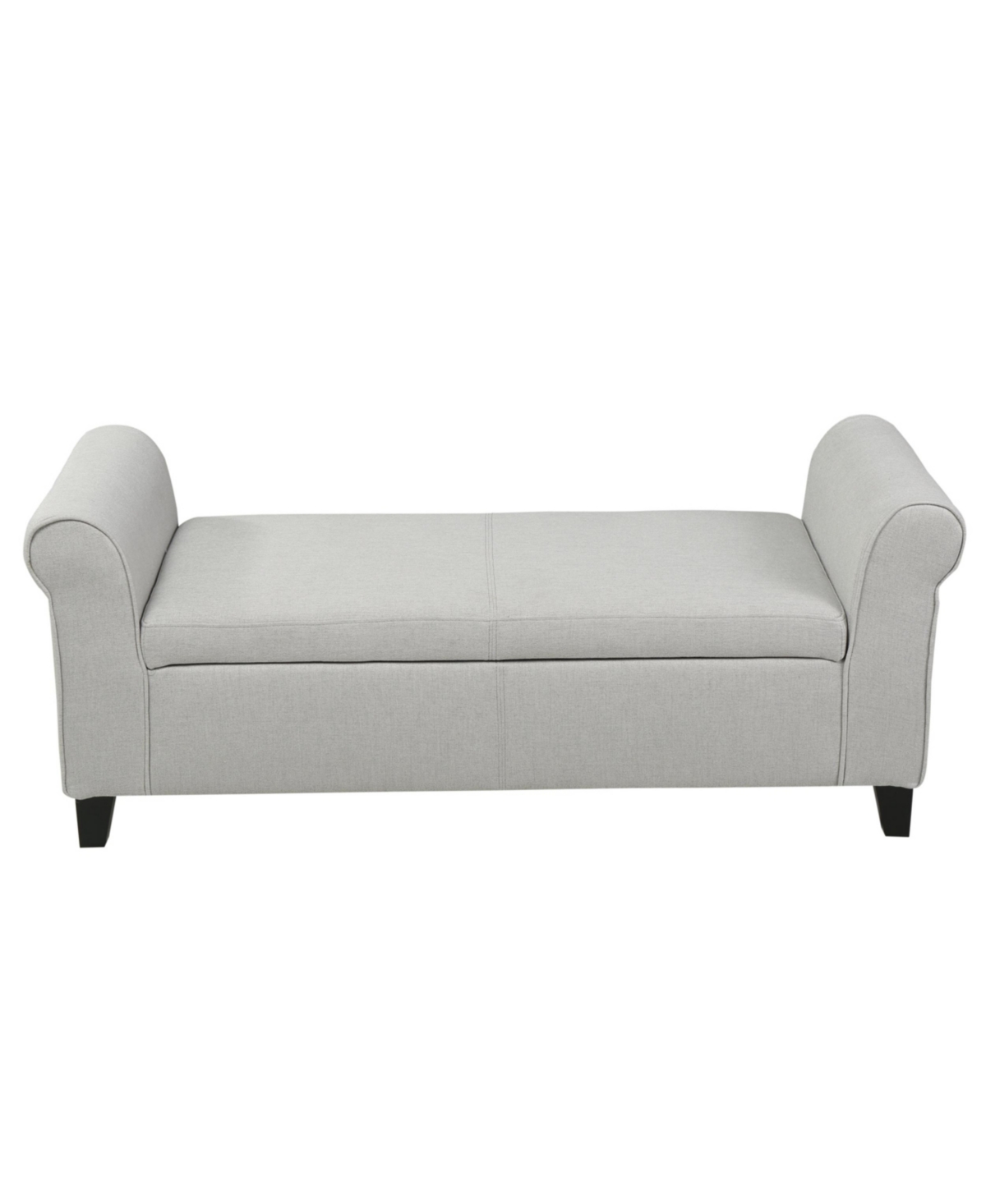 Noble House Hayes Contemporary Upholstered Storage Ottoman Bench With Rolled Arms In Light Gray