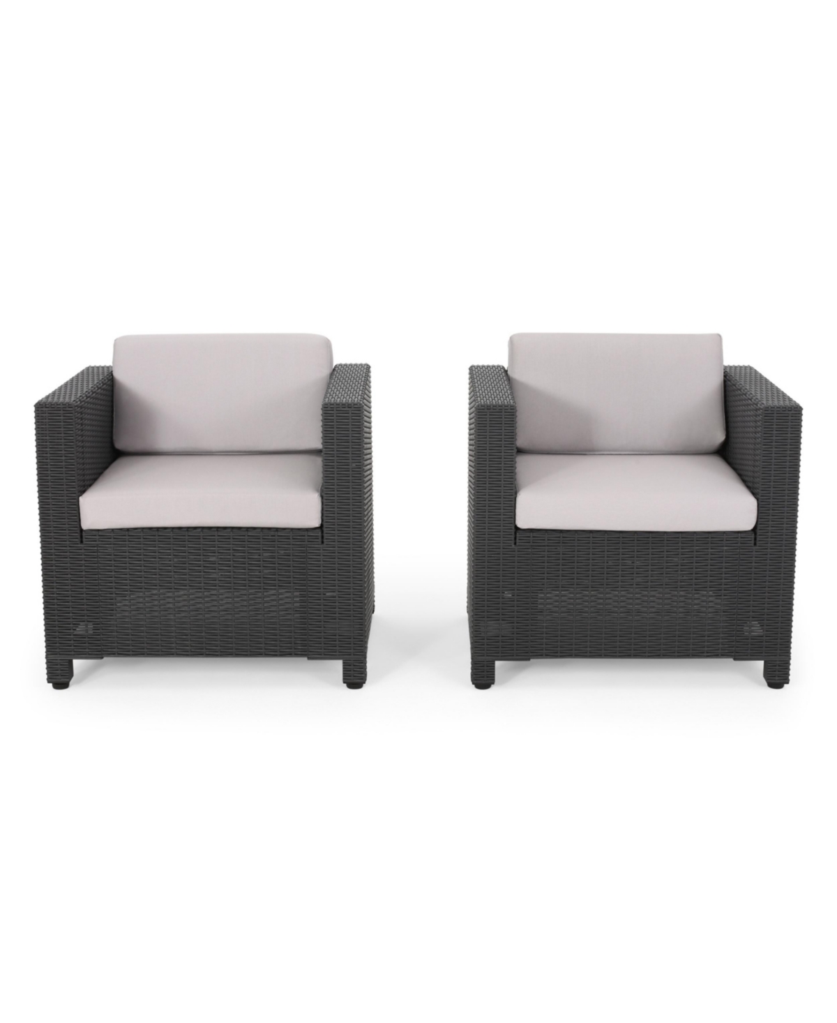 Noble House Waverly Outdoor Wicker Print Club Chair Set, 2 Piece In Gray