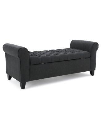 Keiko Contemporary Rolled Arm Storage Ottoman Bench