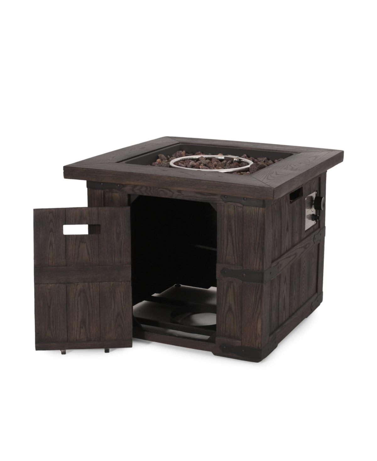 Noble House Finethy Outdoor Square Fire Pit In Brown