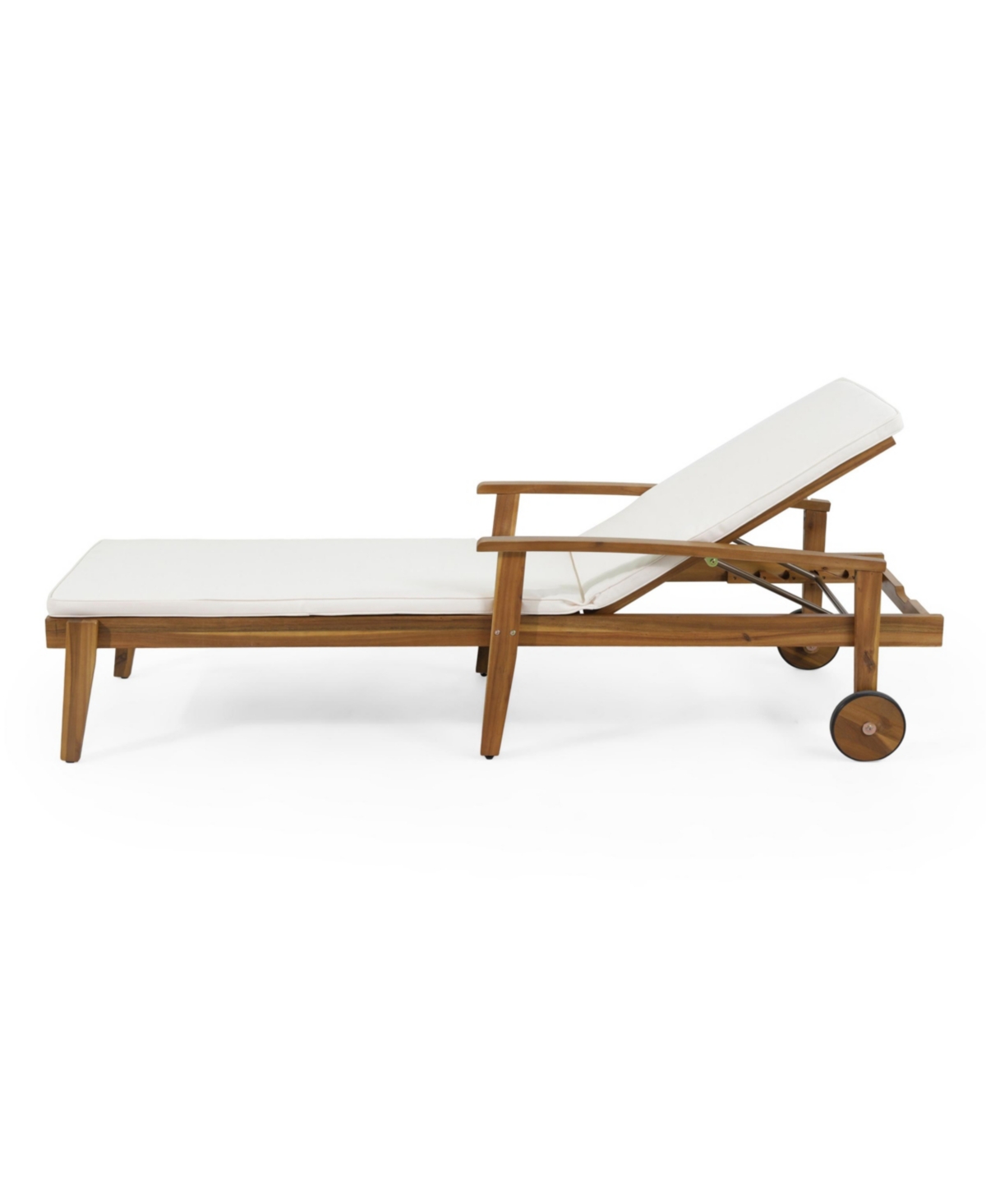 Noble House Jason Outdoor Chaise Lounge With Water Resistant Cushion In Cream