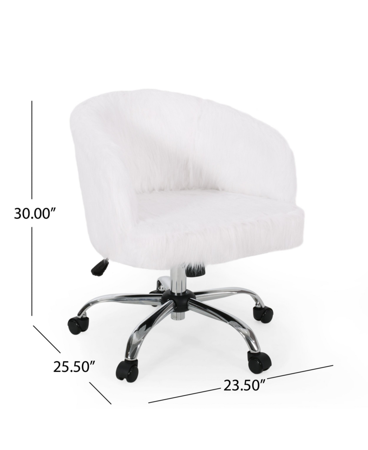 Noble House Syosset Modern Glam Swivel Office Chair In White