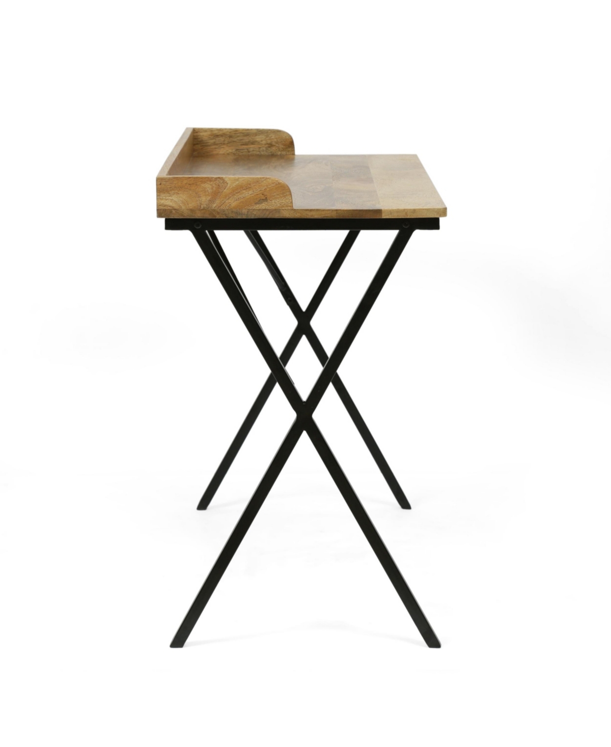 Noble House Groveport Modern Industrial Handcrafted Wood Tray Top Desk In Natural
