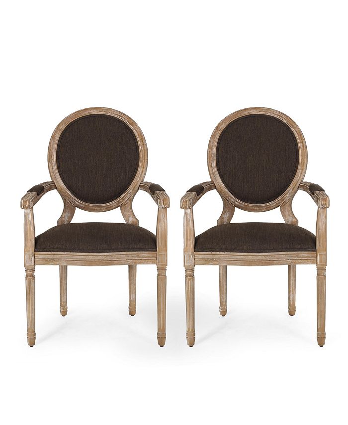 Noble House Judith French Country Wood Upholstered Dining Chair Set, 2