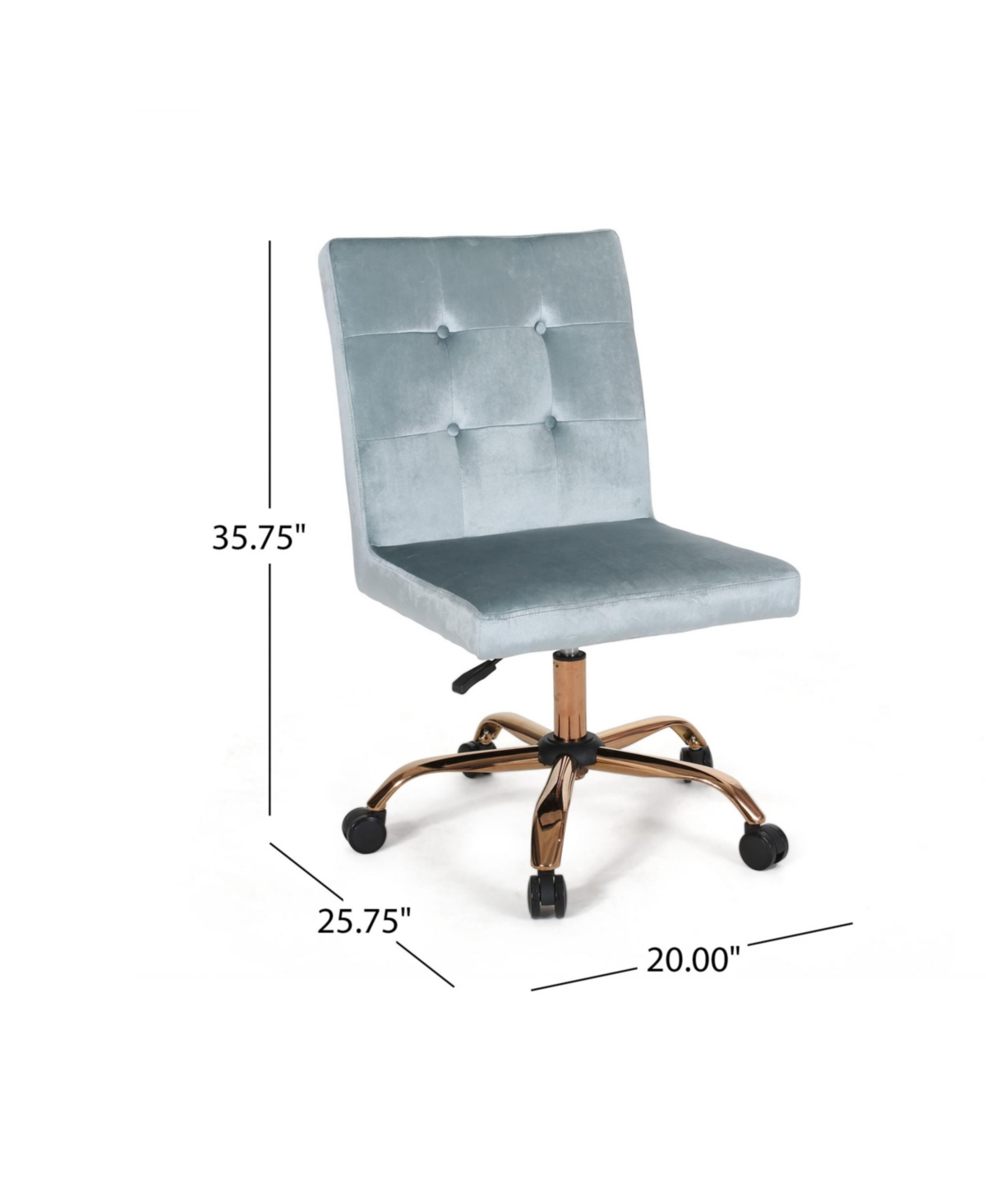 Noble House Centennial Glam Tufted Home Office Chair With Swivel Base In Blue