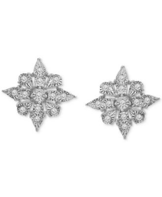 Diamond Cluster Stud Earrings (1/10 ct. t.w.) in Sterling Silver, Created for Macy's