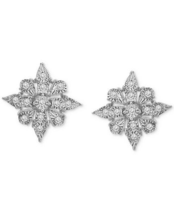 Macy's Jewelry | Diamond Cluster Stud Earrings in Sterling Silver | Color: Silver | Size: Os | Paparelli25's Closet