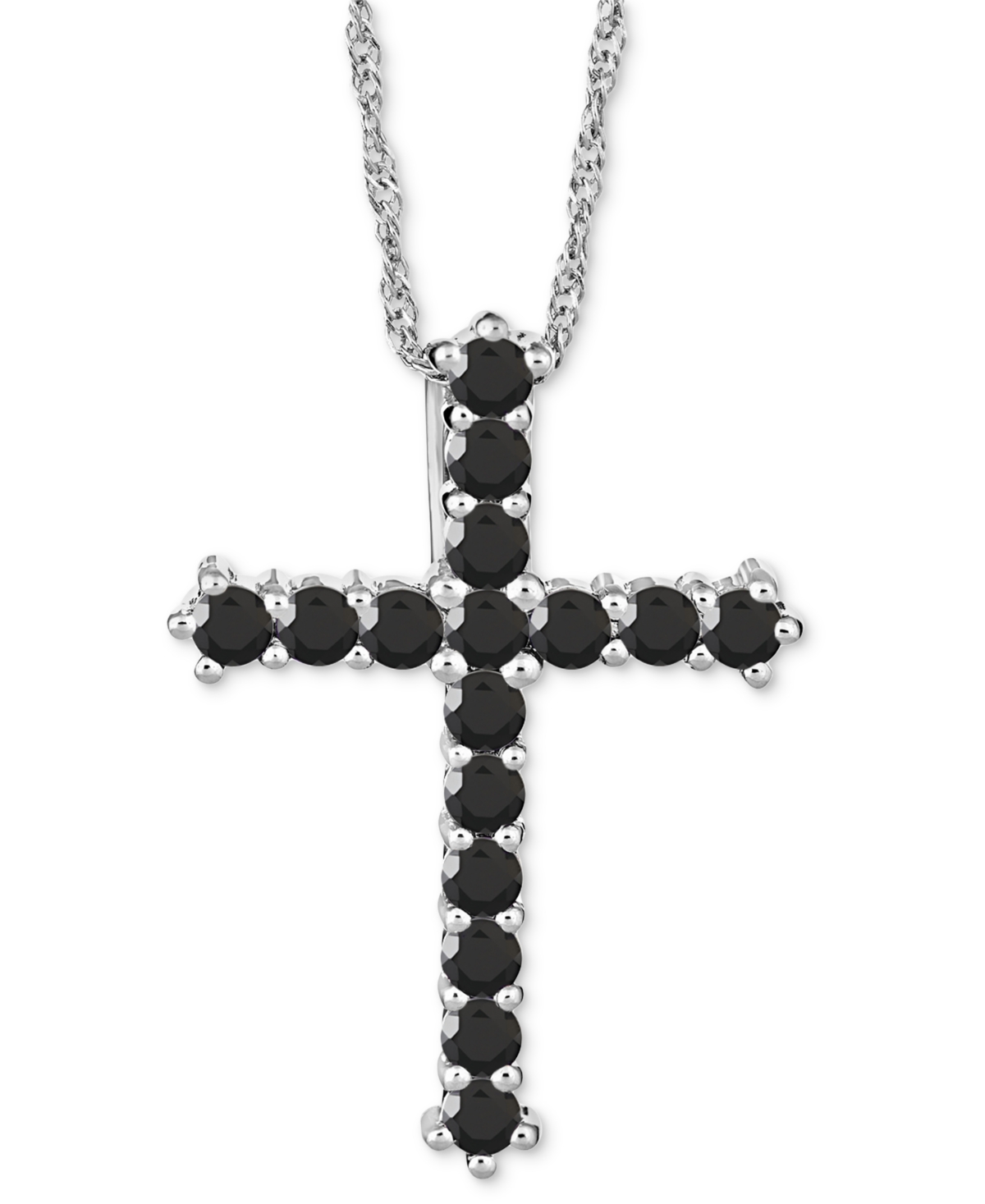 Macy's Onyx Cross 18" Pendant Necklace In Sterling Silver (also In Turquoise)