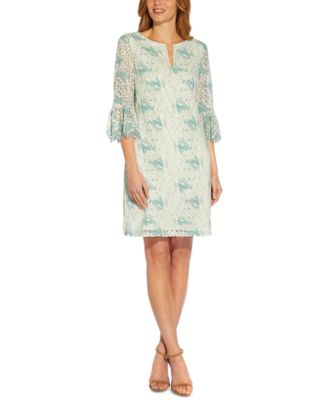 Adrianna Papell - Women's Bell-Sleeve Lace Shift Dress