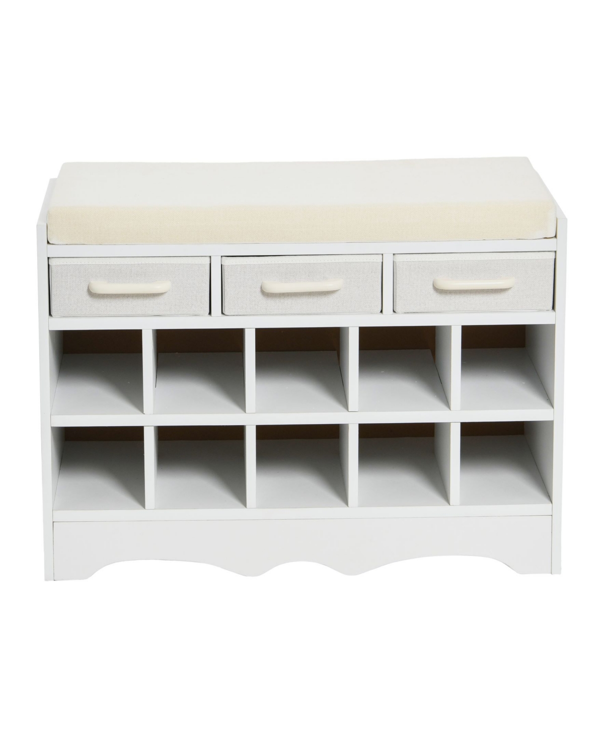 Household Essentials Entryway Shoe Bench With 10 Cubbies In Scandinavian White