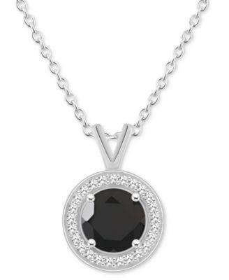 Cultured Freshwater Pearl & Diamond (1/8 ct. t.w.) Halo Pendant Necklace in Sterling Silver (Also in Onyx, Turquoise, & Labradorite)