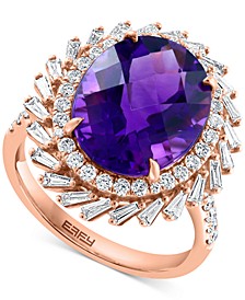 EFFY® Amethyst (5-1/2 ct. t.w.)  & Diamond (7/8 ct. t.w) Halo Statement Ring in 14k Rose Gold