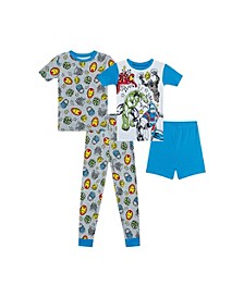 Little Boys Avengers Pajama Set, 4 Piece Set