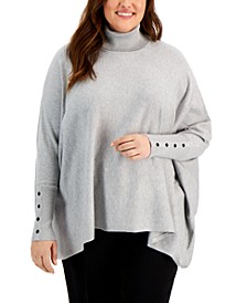 Plus Size Turtleneck Poncho Sweater, Created for Macy's