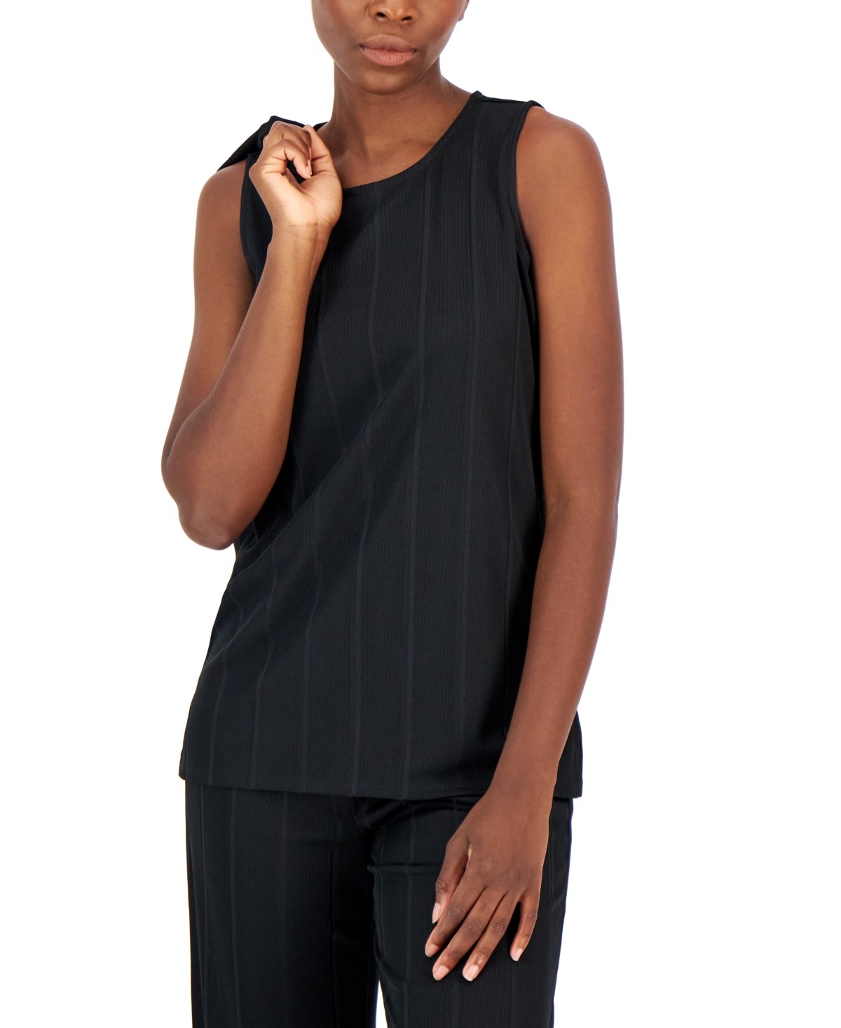  Alfani Women's Ribbed Side-Slit Sleeveless Top, Created for Macy's