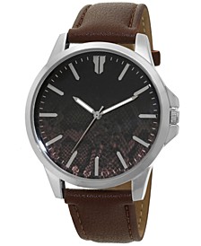 Men's Brown Faux-Leather Strap Watch 46mm, Created for Macy's