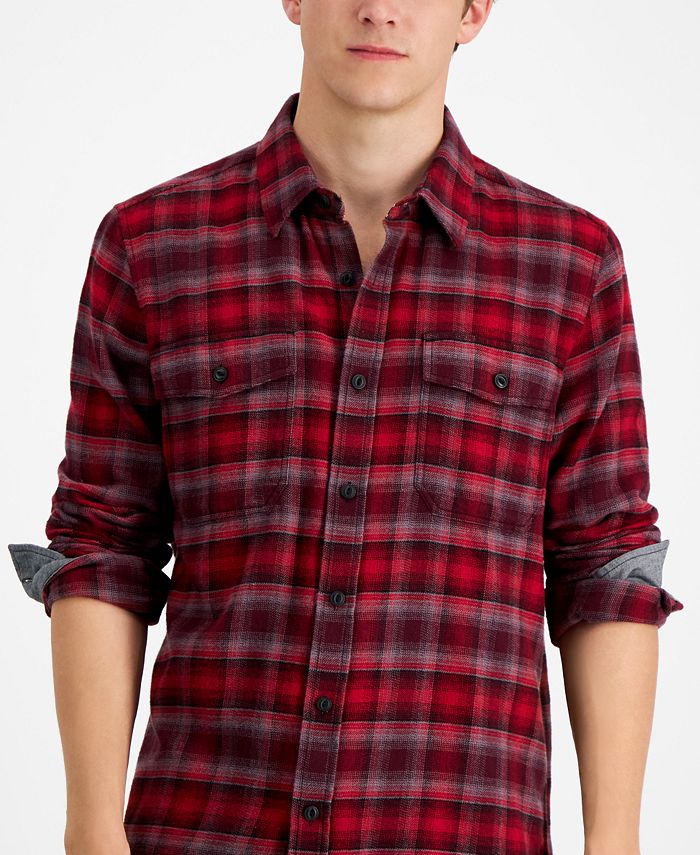 Sun + Stone Men's Plaid Flannel Shirt, Created for Macy's & Reviews Casual ButtonDown Shirts