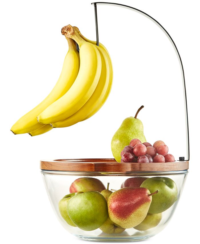 The Cellar Wood & Glass Fruit Bowl with Banana Hook, Created for Macy's