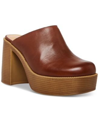 Steve Madden Bowe Clog Women's Shoes Brown Leather : 7.5 M