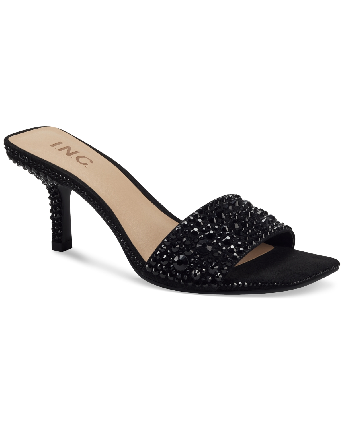 Inc International Concepts Galle Slide Dress Sandals, Created For Macy's In Black Bling
