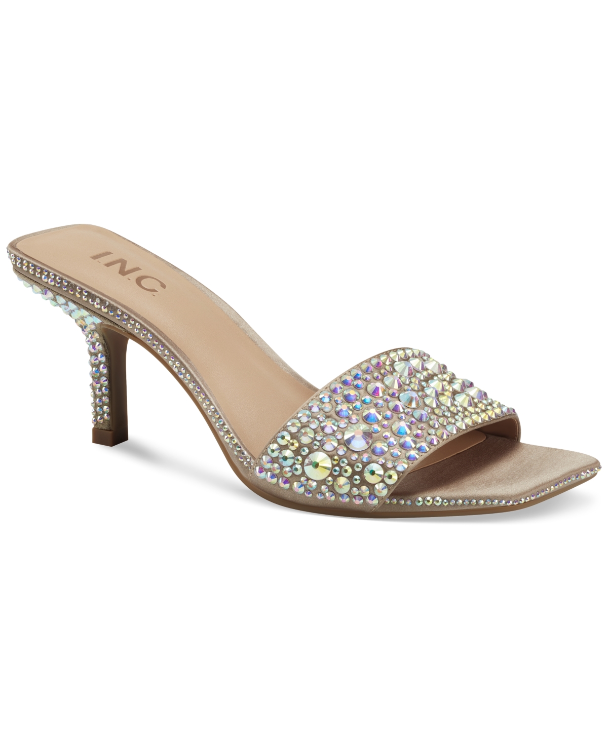 Inc International Concepts Galle Slide Dress Sandals, Created For Macy's In Champagne Bling