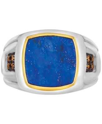 Men's Lapis Lazuli & Chocolate Diamond (1/10 ct. t.w.) Ring in Sterling Silver & 14k Gold