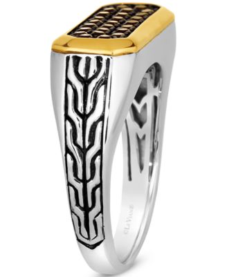 Men's Chocolate Quartz Cluster Ring (1/2 ct. t.w.) in 14k Gold & Sterling Silver