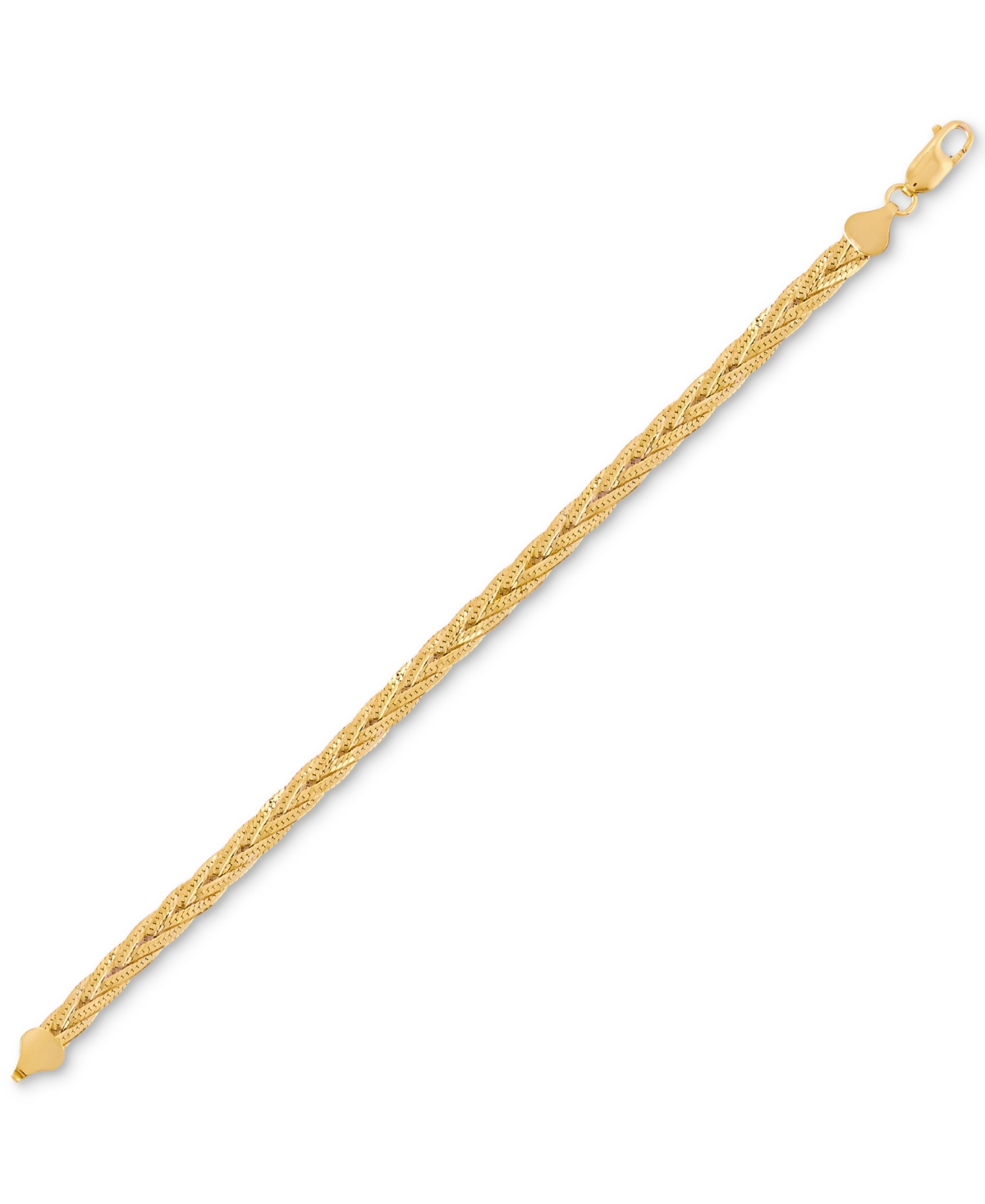 Giani Bernini Braided Herringbone Link 7-1/2" Bracelet in 14k Gold-Plated Sterling Silver, Created for Macy's