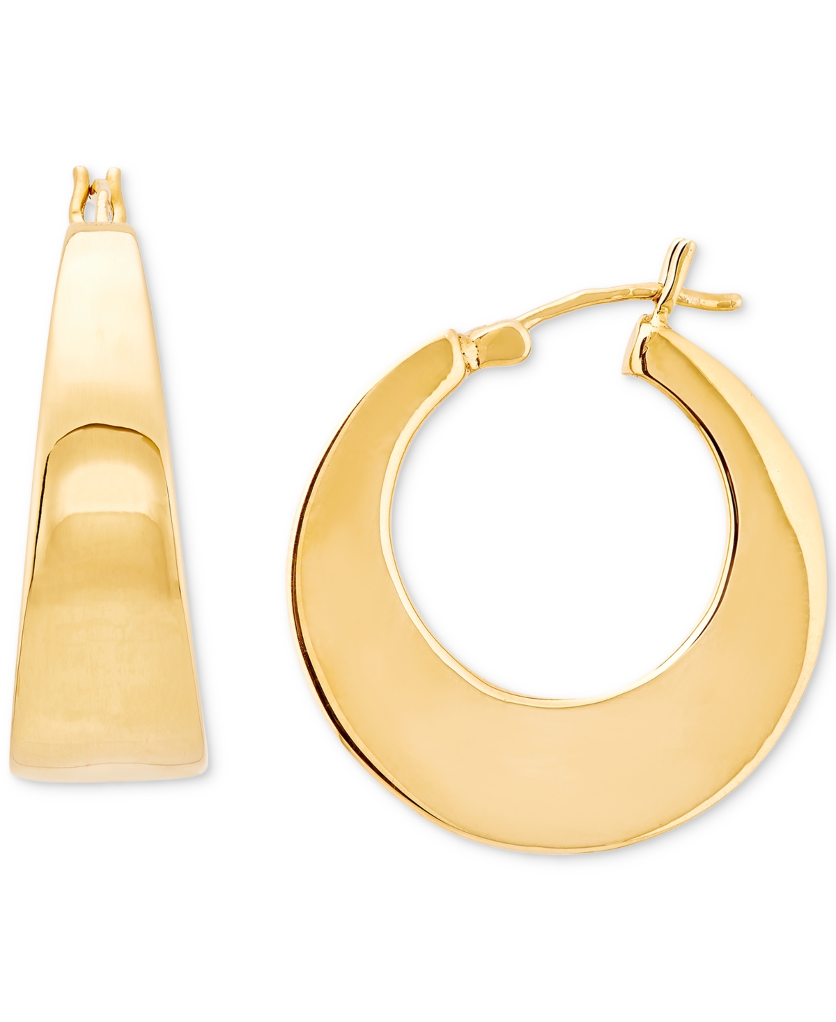 Macy's Polished Graduated Curved Oval Hoop Earrings In 10k Yellow Gold