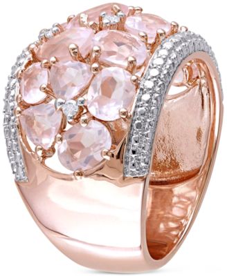 Rose Quartz (6 ct. t.w.) & Diamond (1/20 ct. t.w.) Openwork Statement Ring in Rose Gold-Plated Sterling Silver