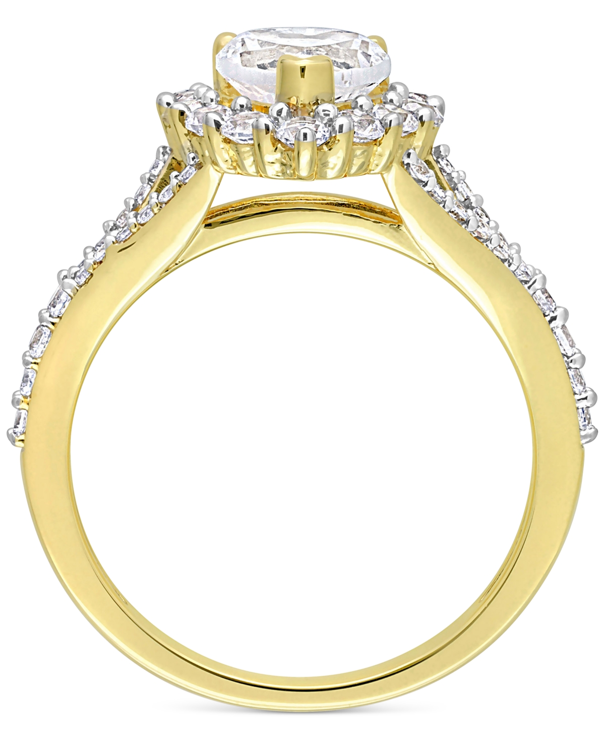 Lab-GrownHeart Ring (2-2/5 ct. t.w.) in Yellow-Plated Sterling Silver - White Sapphire