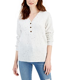 Petite Speckled Henley Sweater, Created for Macy's
