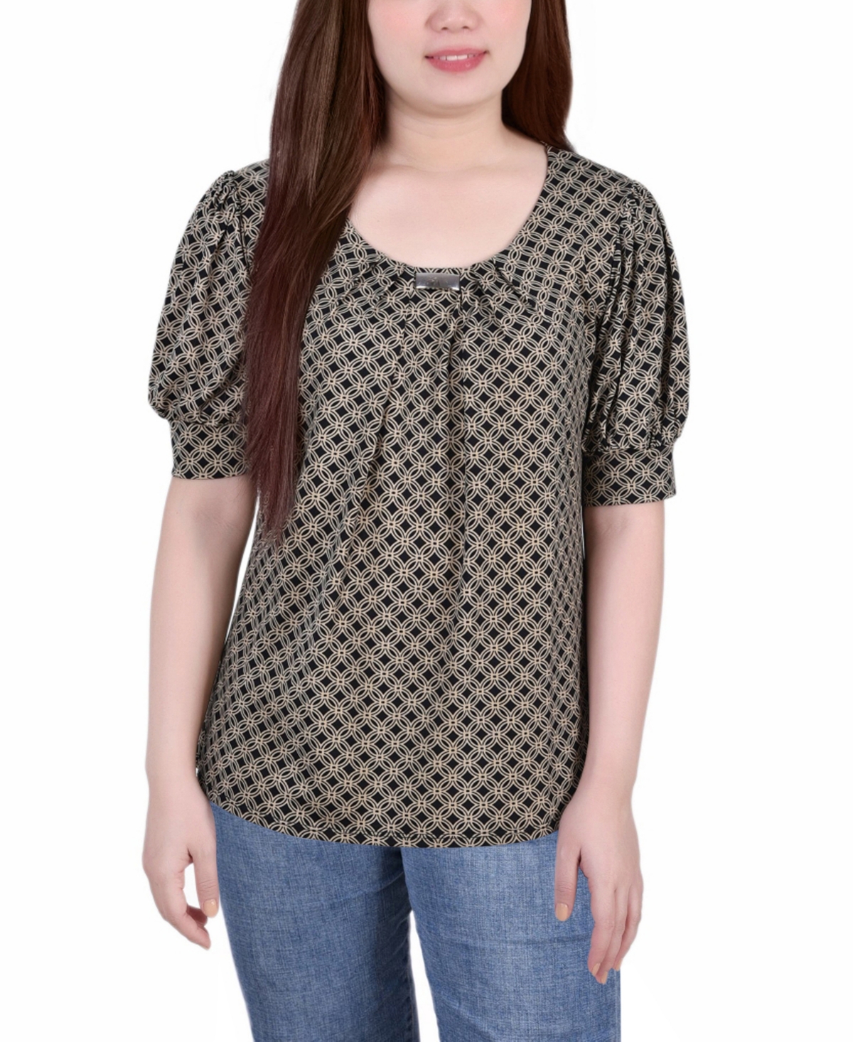 売れ筋商品|||ニューヨークコレクション カットソー トップス レディース Women's Missy Short Sleeve Balloon Sleeve Top Doeskin New Iconic NY Collection Petite Short Sleeve Balloon Sleeve Top - Macy's