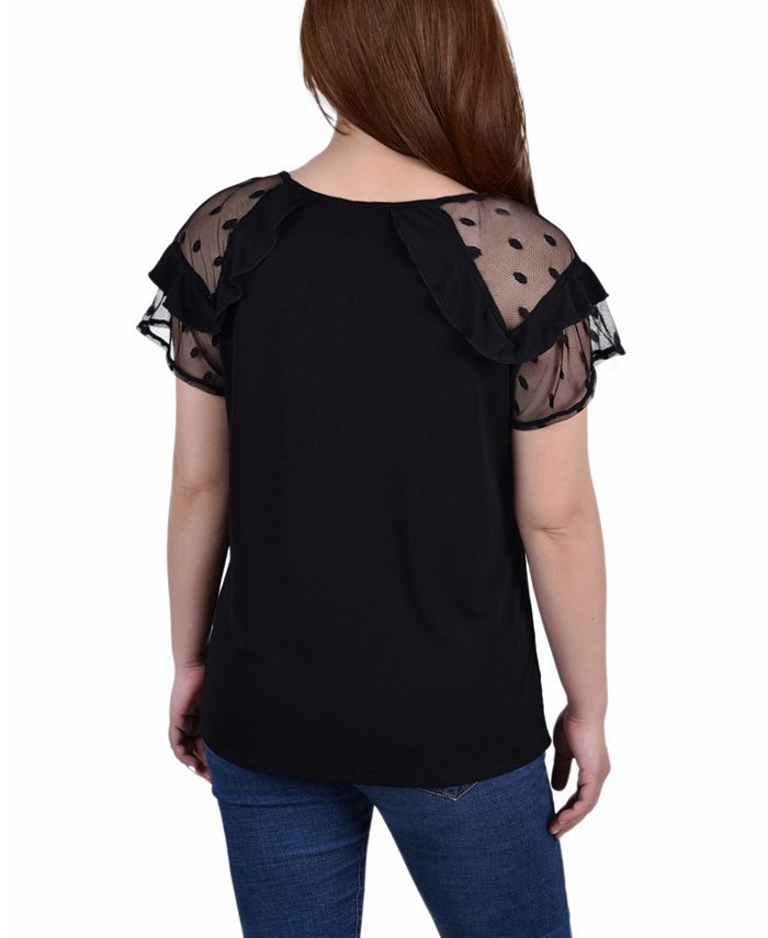 NY Collection Petite Size Short Dot Sleeve Top - Macy's