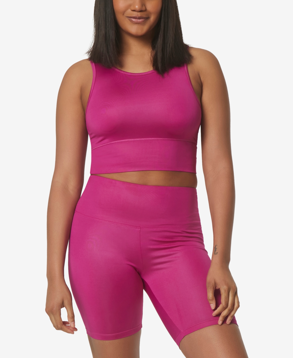 Marc New York Performance Women's Liquid Reversible Crop Tank Top In Orchid