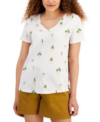 Style & Co - Women's Cotton Printed V-Neck T-Shirt