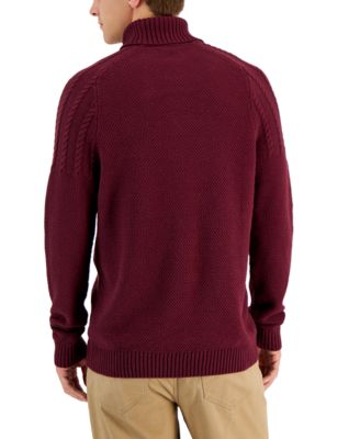 Men's Chunky Cable Knit Turtleneck Sweater