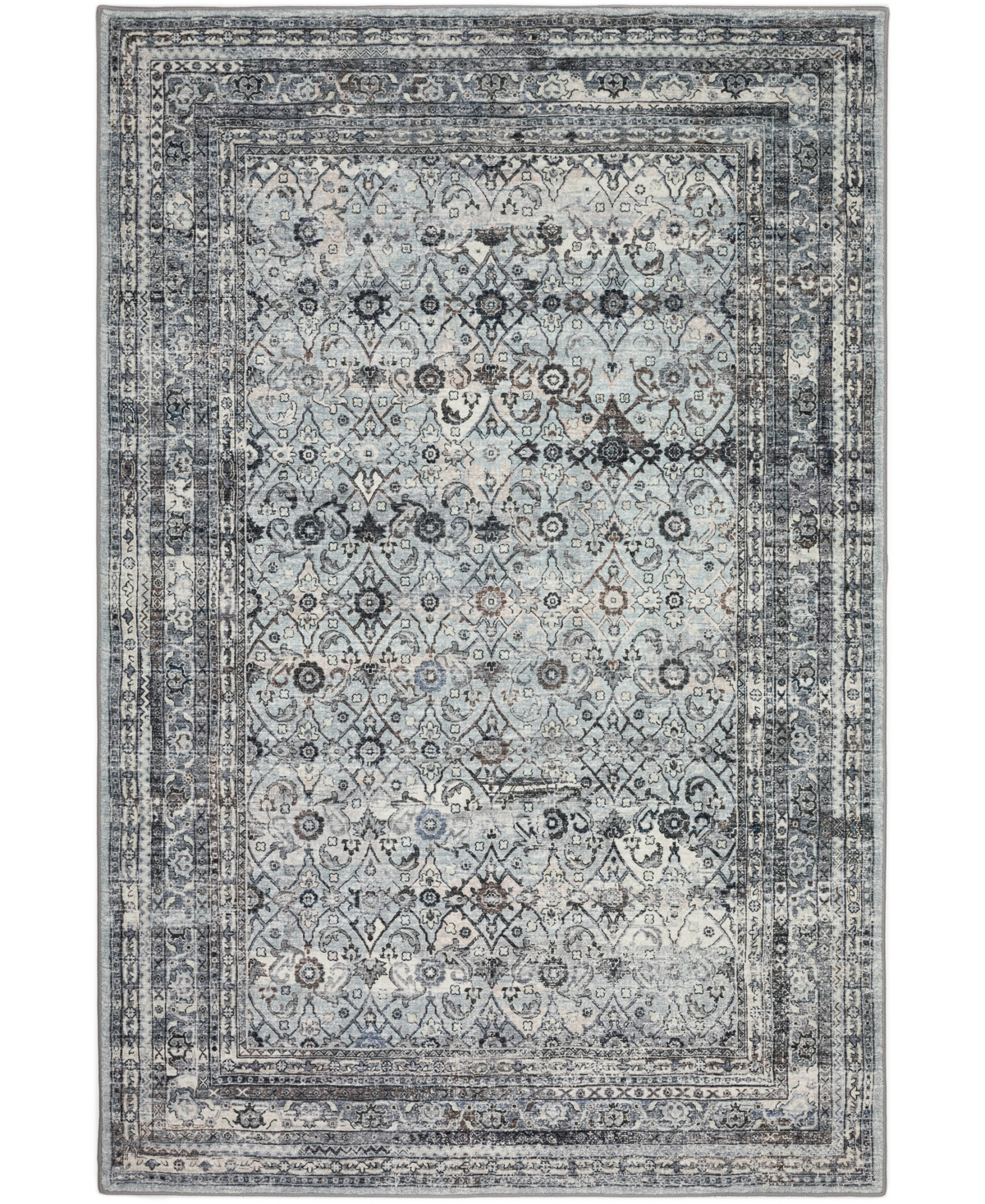 D Style Basilic Bas7 5' X 7'6" Area Rug In Charcoal