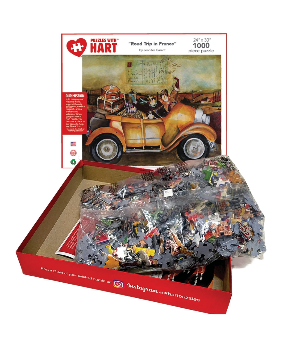 Hart Puzzles Road Trip In France 24" X 30" By Jennifer Garant Set, 1000 Pieces In Multi
