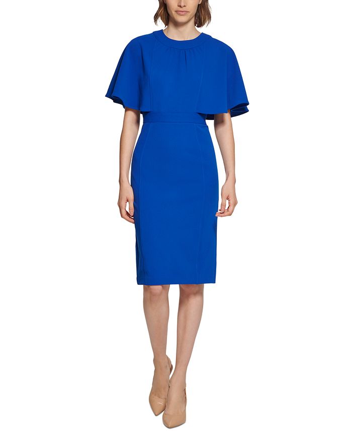 Calvin Klein Capelet-Sleeve Sheath Dress - Macy's