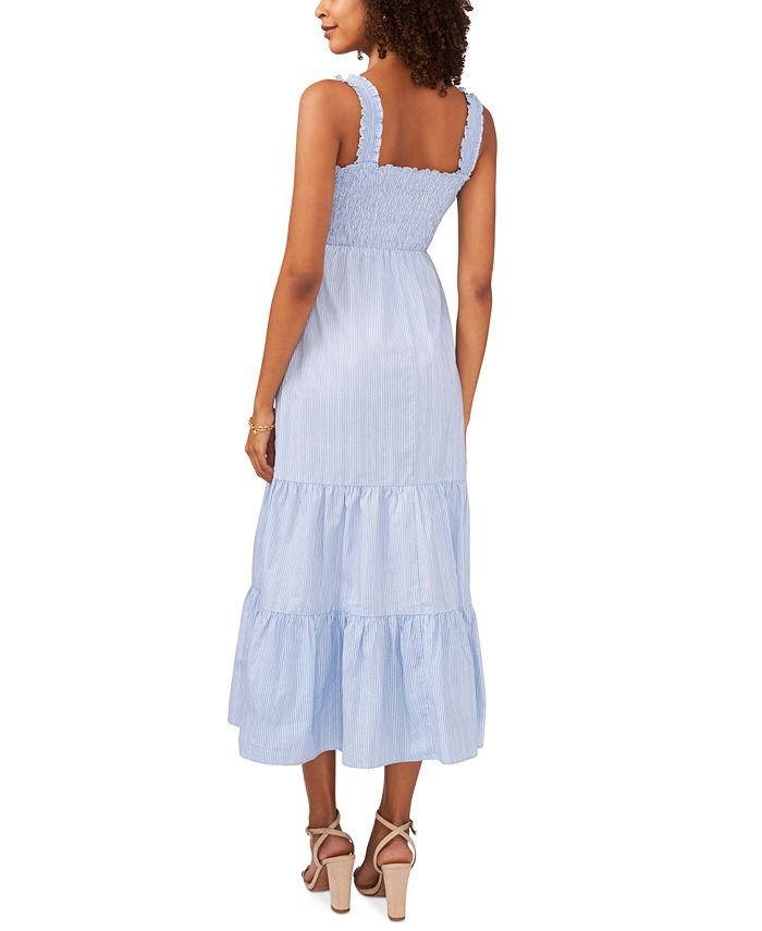 CeCe Women's Striped Smocked Midi Dress - Macy's
