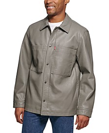 Men's Faux Leather Oversized Lightweight Shirt Jacket