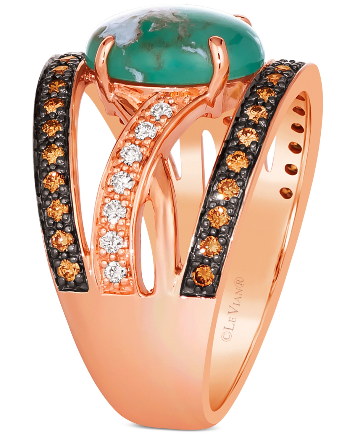 Le Vian Aquaprase Candy & Diamond (3/8 ct. t.w.) Openwork Statement Ring in 14k- Rose Gold