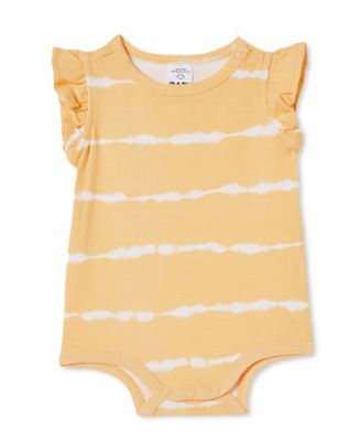 COTTON ON Baby Girls Tie-Dye Ruffle Short Sleeves Bubbysuit - Macy's