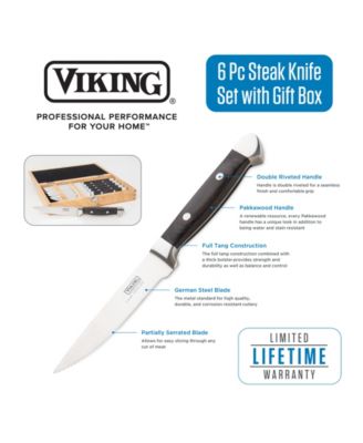 6 Piece Pakkawood Steak Knife Set with Box